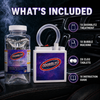 Odorblitz product set with bottle, keychain, and tablets on a dark background