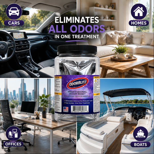 Odor Bomb Room Reset Kit – 2 Treatments – Professional Molecular Odor Eliminator for Cars, Rooms, Smoke, Pet & Musty Odors